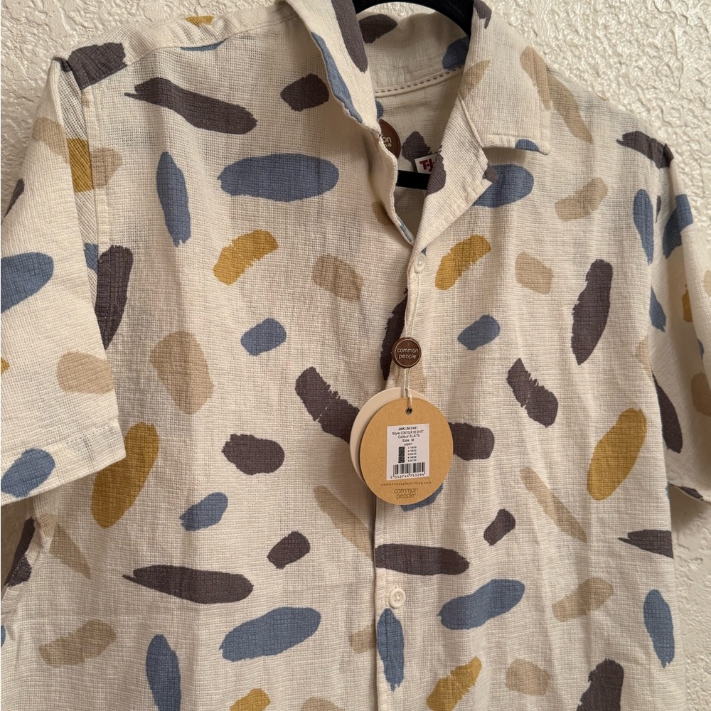 Common People Brushstroke Shirt Men’s M Multicolor Camp Collar Resort NWT Resort - Picture 5 of 16